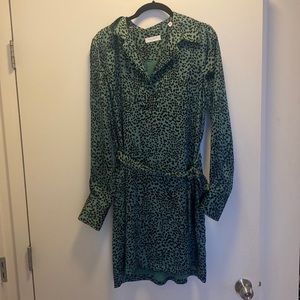 Equipment green leopard silk TEMERA DRESS